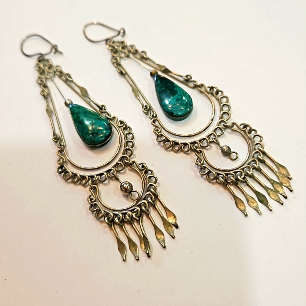 DELICATE‎ TURQUOISE DROP EARRINGS 7 DANGLE PIERCED EARRINGS